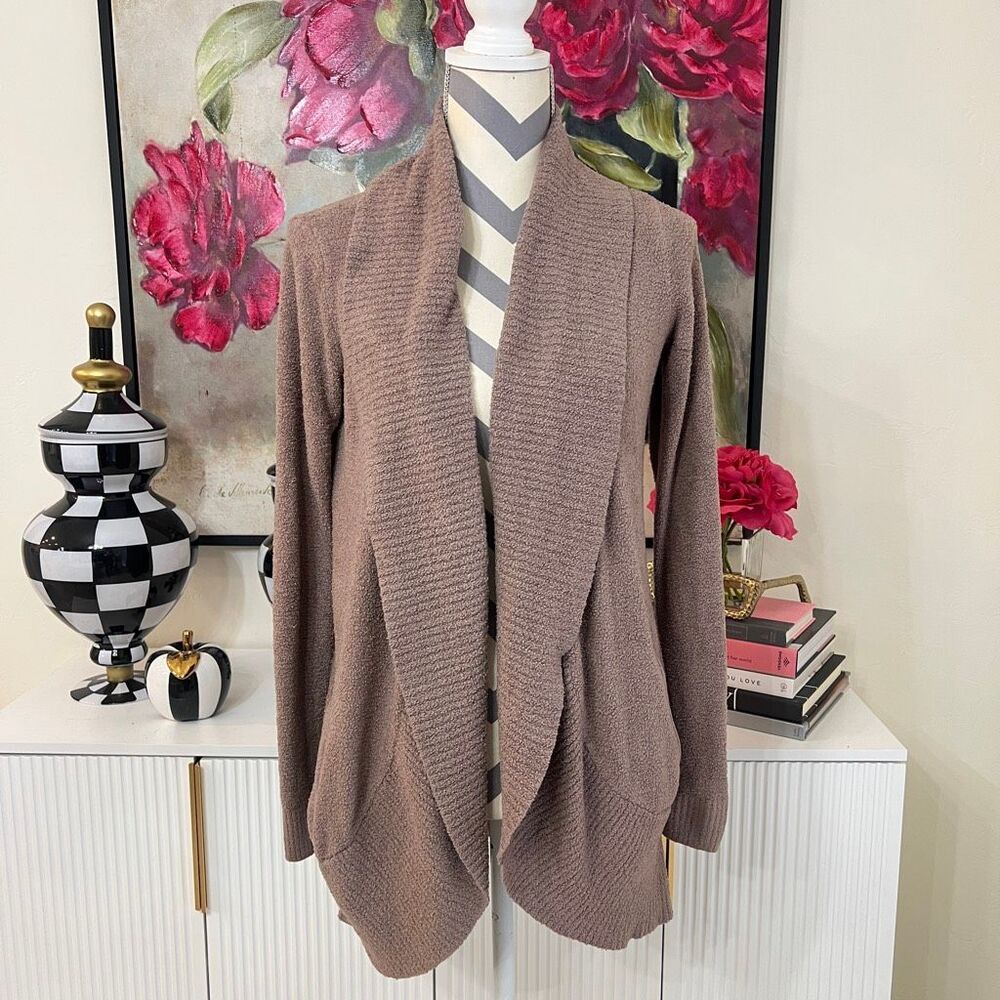 Barefoot Dreams Women's CozyChic Lite Open Front Circle Cardigan Taupe XS/S